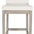 Juliet Performance Stool with Instant Snow fabric seat and back, Pebble Path wood finish, tall dining chair design