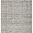 Tonal gray hand-knotted rug with light blue tribal filigree motifs and subtle space-dyed wool texture