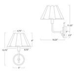 Line diagram with measurements of Polly Natural Brass Sconce Single showing dimensions and profile