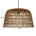 Front view of Sable Paper Rope Pendant Light with dimensions 19.75 inches wide and 11.75 inches tall