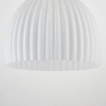 Close-up view of white fluted glass shade showing vertical ribbed texture clearly