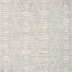 Ivory and silver transitional area rug with Moroccan-inspired linear and diamond patterns