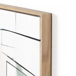 Left panel closer view focusing on abstract blue and white paint strokes and black line details