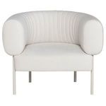 Front view of Reina Accent Chair showing full curved backrest with vertical channel tufting