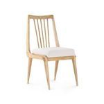 Fiona Chair in natural Cape Lilac Mahogany with white upholstered seat and slender vertical slat backrest