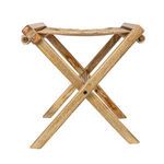Side angled view focusing on the wooden frame supporting the woven seat from a different perspective