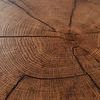 Extreme close-up of heart oak wood grain and visible tree-ring pattern on table top surface