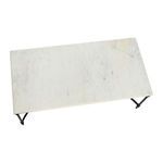Top-down view of marble coffee table highlighting rectangular shape and smooth edge detail