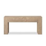 Rear view of Abaso Console Table showing consistent faux wormwood finish on back panel
