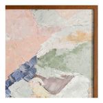 Close-up of painting corner highlighting thick pastel paint texture and wood frame grain