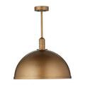 Front view with light off, showing inner white diffuser edge against antique brass dome