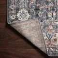 Corner of Cassandra rug flipped over to show the tightly woven backing and stitching detail