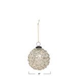 front view of 4 inch mosaic glass ornament with measurement scale showing 4 inch diameter
