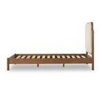 View of wooden slats attached to smoked oak frame with rounded post visible on side
