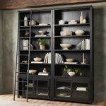 Product Image 19 for Admont Worn Black Veneer Traditional Double Bookcase with Ladder from Four Hands