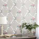 Product Image 2 for Laura Ashley Elwyn Dove-Grey Floral Geometric Wallpaper from Graham & Brown
