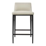 Baron counter stool with low cream leather backrest and wide seat, slim black wooden legs