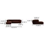 Zandro sectional with dimensional specifications showing width, depth, and height measurements in inches