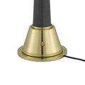 Lit red light indicator on brass base power switch with gray textured shaft