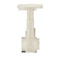 Osa Drinks Table featuring over 400 natural bone picket-tile shapes with a round top and plinth base in ivory tones