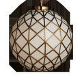 Polyhedron Medium Pendant with triangular white glass panes and antique brass geometric framework