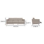 Sofa dimensions showing width 94.10 inches, height 33.85 inches, depth 37.80 inches with recline extended
