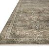 Angled side view of Layla rug highlighting textured weave and intricate border design