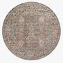 Round version of Rosemarie Stone rug featuring same antique-inspired floral and geometric pattern
