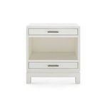 Florence 2-Drawer End Table front view showing drawer alignment and open shelving