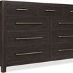 Burnt Timber nine-drawer dresser with dark, moody finish and sleek horizontal metal handles