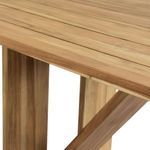 Angled view focusing on leg structural elements and real teak wood texture