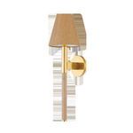 Lindenwood Wall Sconce isolated on white background with visible brass wall mount and textured grasscloth shade