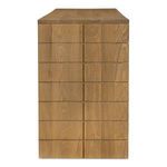 Side profile of Gia dresser highlighting the continuous oak grain across drawer fronts and sides