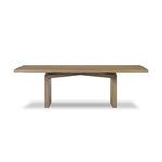 Matthes Dining Table with rectangular oak veneer top and solid rectangular base with rustic finish