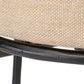 Detailed texture of woven beige fabric on Asteria Iron Stool seat with visible iron frame