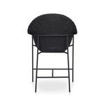Rear view of Suerte Outdoor Stool showing full curved woven back and steel frame support