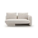 Front view of loveseat showing cushion alignment and stone base detail