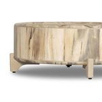 Detailed close-up of geometric parquet wood pieces on tabletop revealing spalted grain patterns