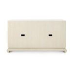 Back view of Meredith 4-Door Cabinet in light textured finish with two cable management openings