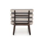 Rear view highlighting horizontal wooden slats and metal support structure of daybed
