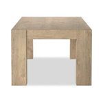 Abaso Dining Table front close-up of chunky legs and dovetail joinery from shorter side