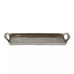 Abbott Tray with light grey finish, rectangular shape, and handles on both ends