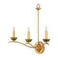 Angled view emphasizing the gold finish and placement of the three lights