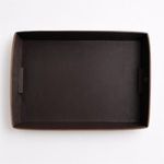 Top-down view of Napa Leather Brown Tray highlighting smooth interior and rectangular shape with handles
