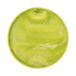 Overhead view emphasizing round shape and light-reflective marbling inside tray