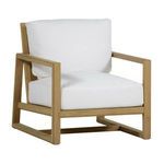 Avondale N-dura Lounge outdoor accent chair with natural wood frame and white cushions