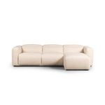 Beige Radley Power Recliner 3-piece sectional with wide arms, chaise on right, and smooth fabric upholstery