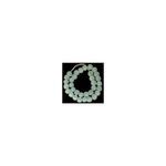 Sea glass beads strand arranged coiled on black background showing rounder bead shapes and natural surface texture