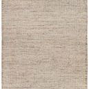 Camino hand-knotted solid tan and cream rug with subtle perpendicular striped lines and natural wool texture