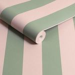 Wallpaperroll close-up angled to show the smooth matte texture and stripe pattern
